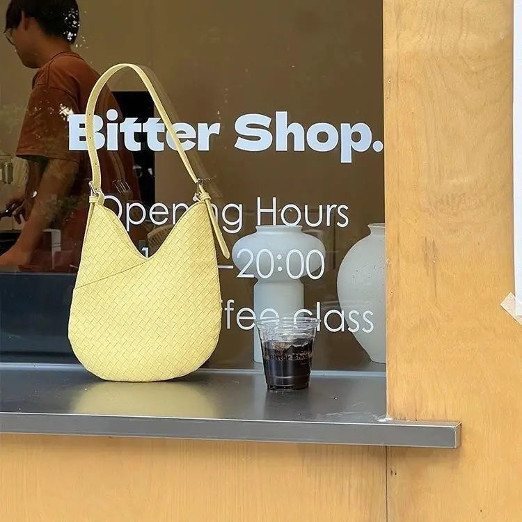 MQTIME - Harajuku Yellow Straw Bag Purse Women Hot Girls Weaving Chic Casual Shoulder Bags Ladies Holiday Beach Bag Handbag New