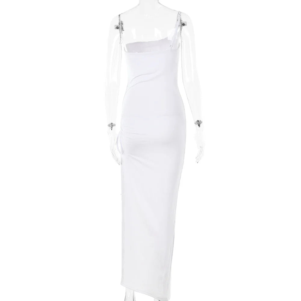 nvxiot - Maternity One-Shoulder Bodycon Dress with Ruching and High Side Slit - Sleeveless Sexy Long Gown