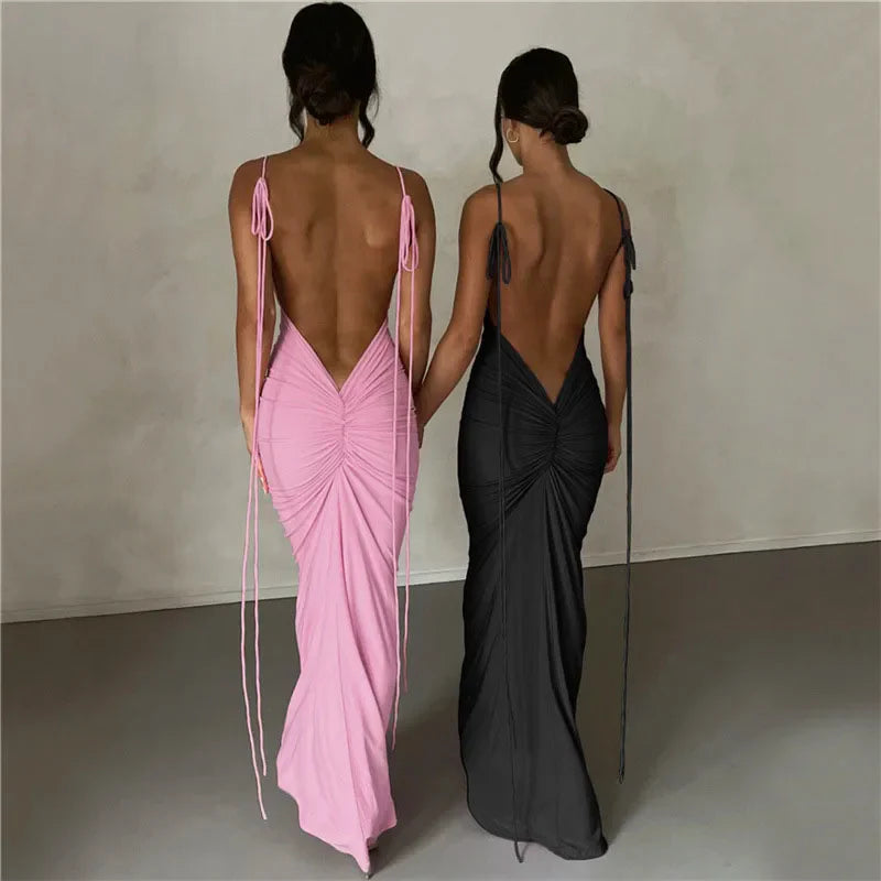 nvxiot - INS European and American style summer new women's clothing fashion suspender sexy backless slim bag buttocks temperament dress