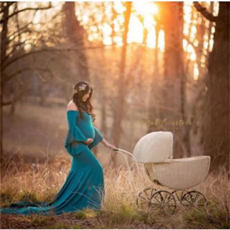 nvxiot - Stylish Maternity Dress Clothes Baby Shower Photoshoot Party Pregnant trailed Dress For Women
