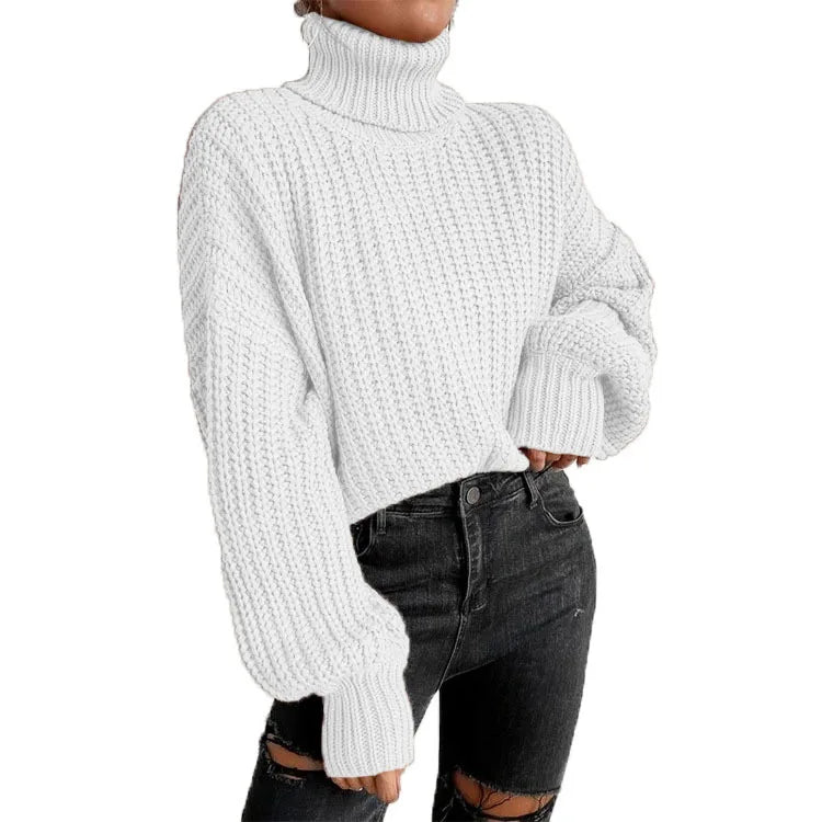 nvxiot Casual Turleneck Long Sleeve Top Loose Knitted Winter Sweater Women Black Pull Femme Pullover
