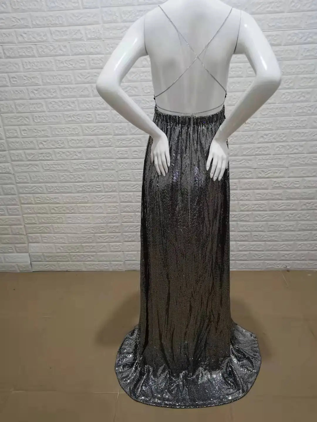 nvxiot - New Pregnant Women Photography Dress Sleeveless Sexy Sling Split Sequins Evening Dress Backless Wrap Wrap One's Buttocks Skirt