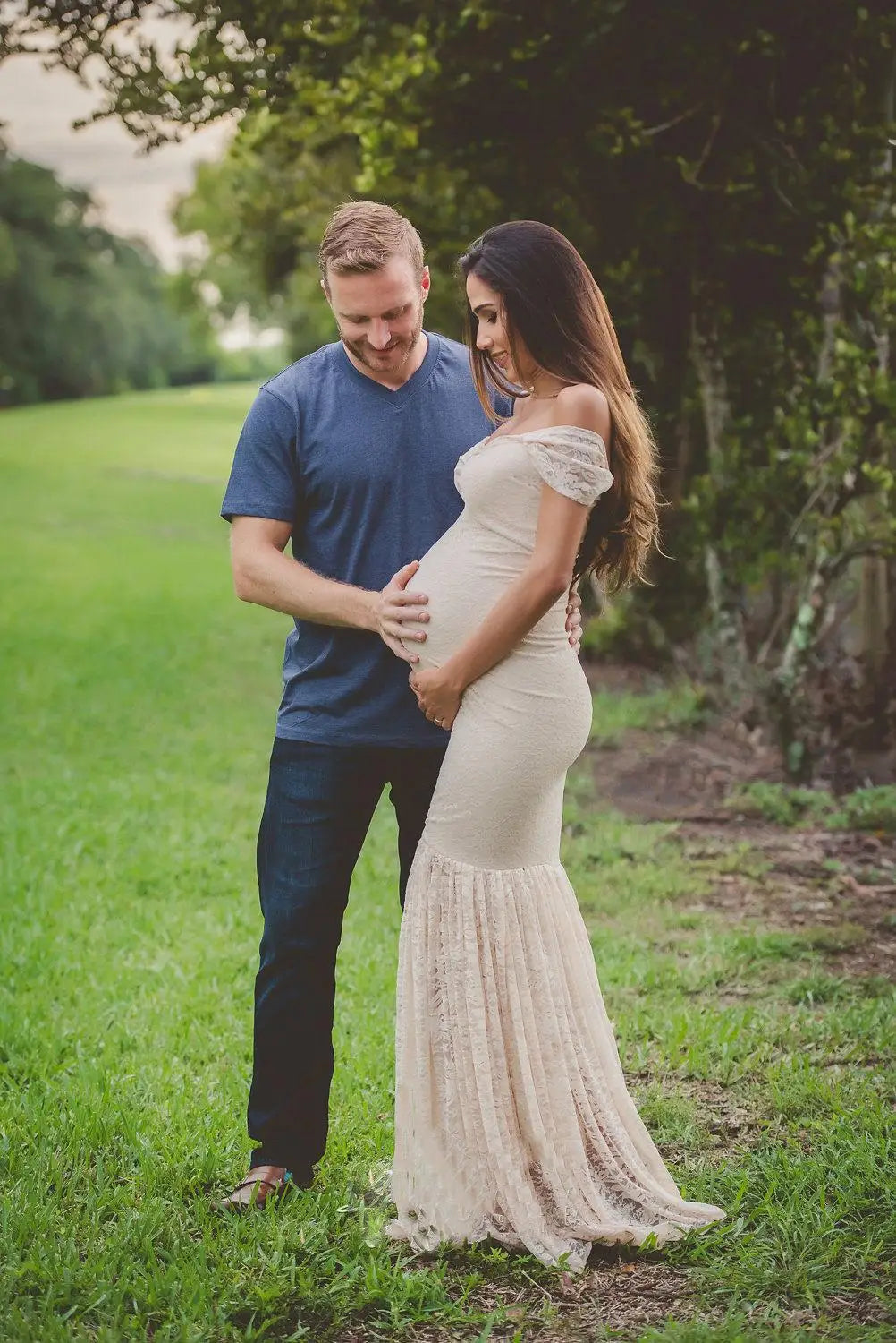 nvxiot - Sexy Lace Mermaid Dress Maternity Photography Props Pregnant Off Shoulders Baby Shower Shoot Clothes Pregnancy Maxi Gown