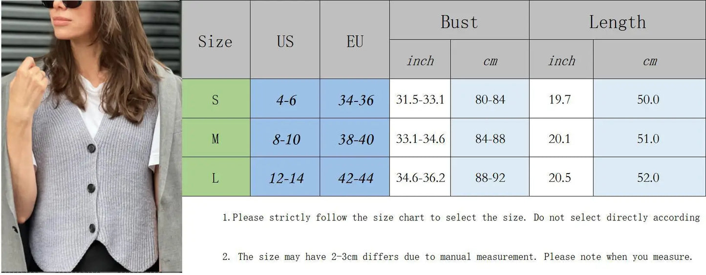 MQTIME - Fashion Casual Knitted Vest Women Elegant Single Breasted Solid Basic Sleeveless Sweater Vest Female Jacket Tops New Year 2024