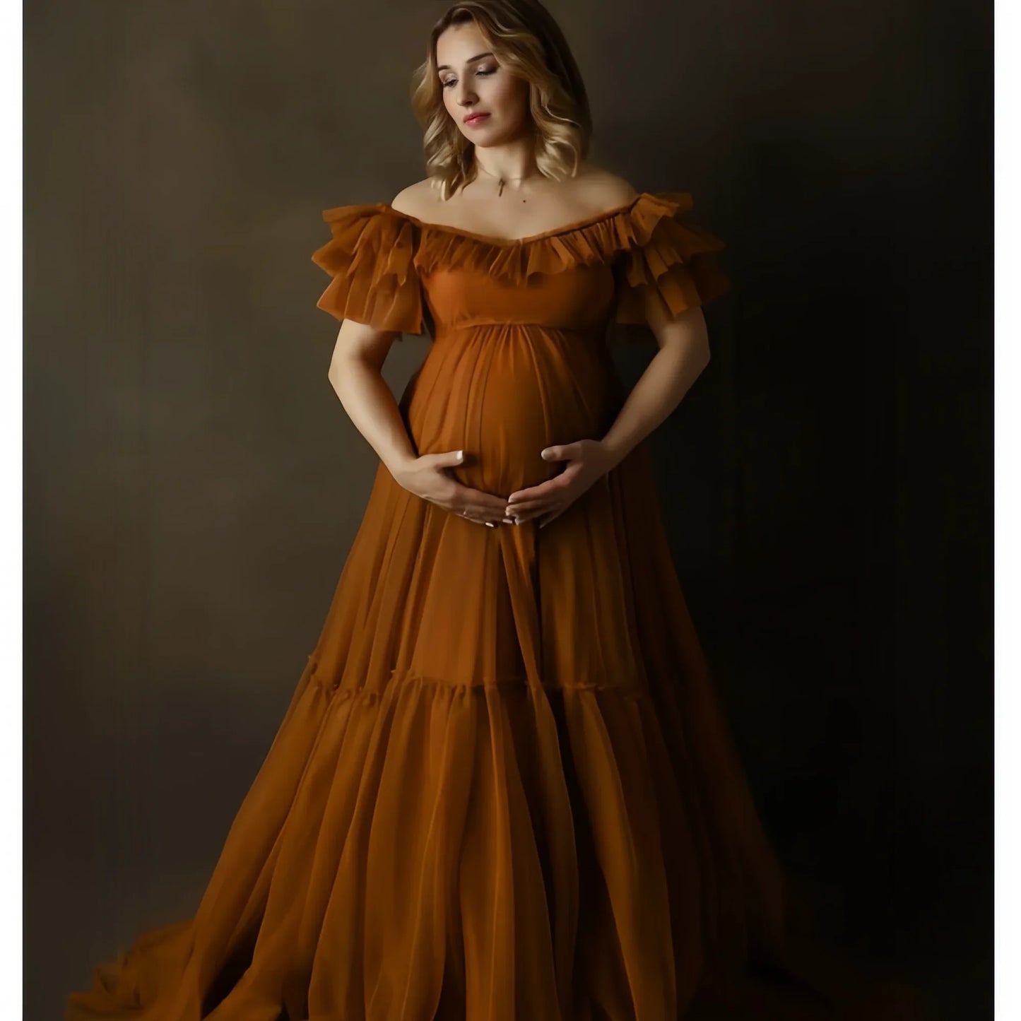 nvxiot - Elegant Maternity Gowns for Women A Line Empire Vestidos for Photo Shoot Dressing Short Sleeves Babyshower Bathrobe Gowns