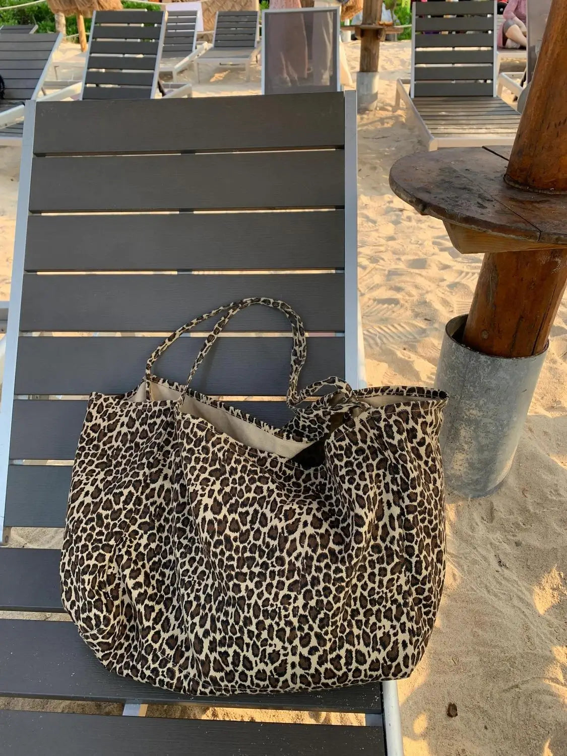 MQTIME - Vintage Leopard Print Tote Bag Handbag Women Retro Large Capacity Casual Shoulder Bags Female Harajuku Canvas Y2k Bags