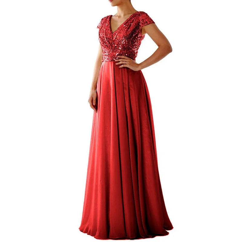 nvxiot - Maternity Glitter Mesh Splicing Maxi Dress