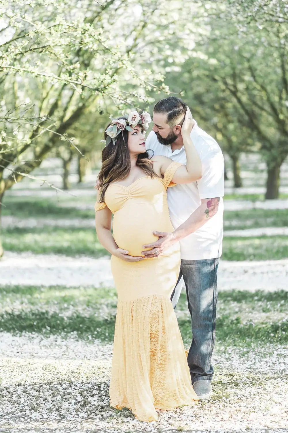 nvxiot - Sexy Lace Mermaid Dress Maternity Photography Props Pregnant Off Shoulders Baby Shower Shoot Clothes Pregnancy Maxi Gown