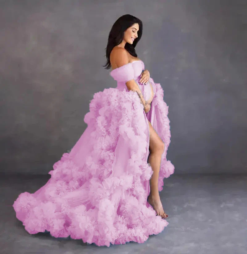 nvxiot - tulle robe photo dress Summer 3d Shoulderless Elegance Maternity Dress for Pregnant Women
