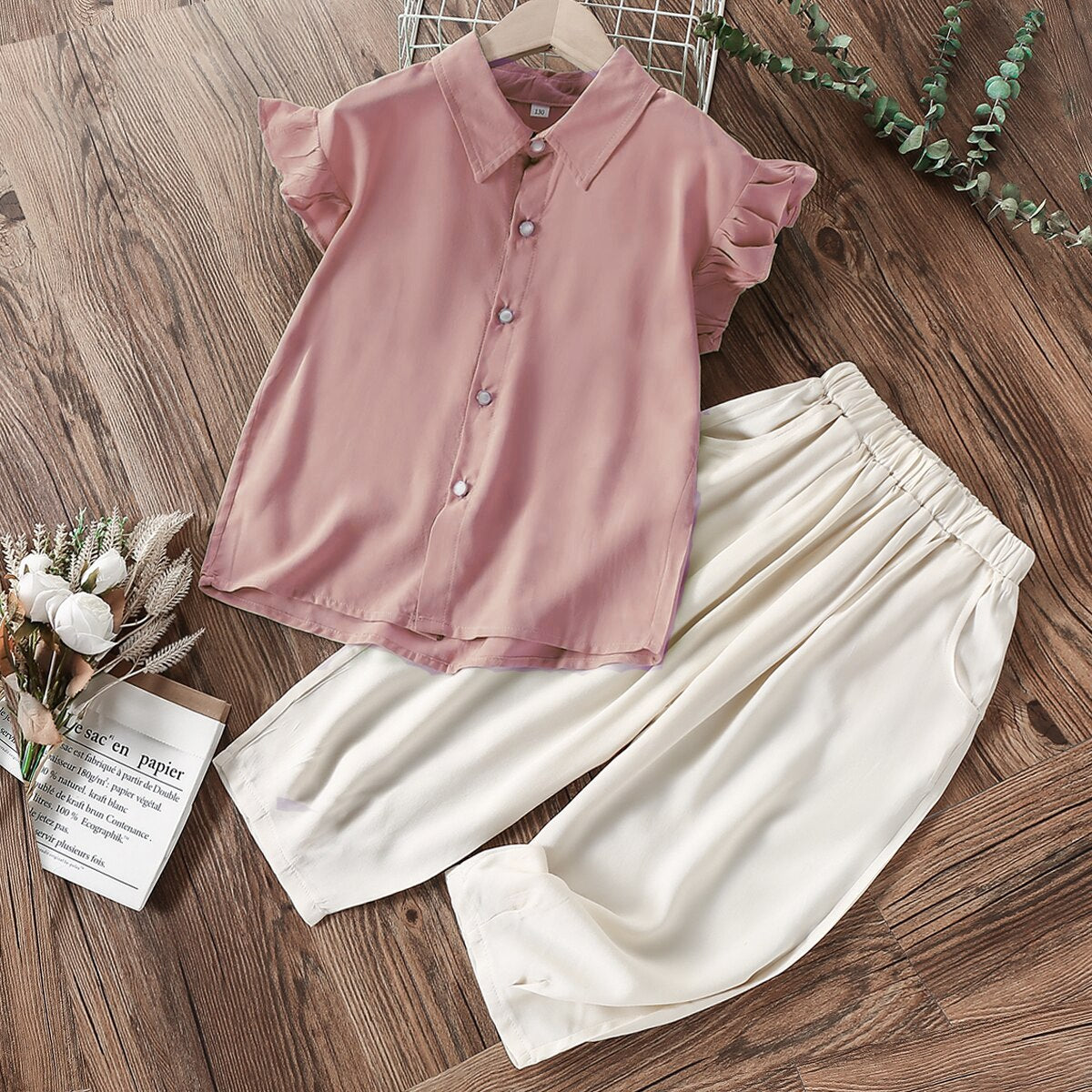 nvxiot Kids Clothes Summer Sets for Girls Suits Baby Chiffon Shirts & Pants Teenager School Outfits Children Costumes 4 6 8 10 12 Years