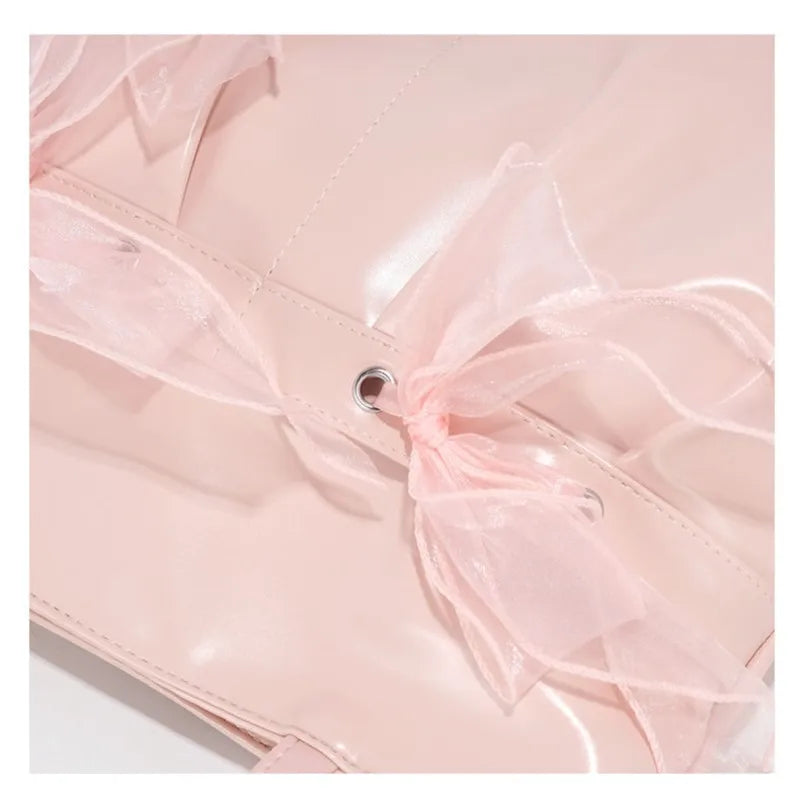 MQTIME - Fairycore Pink Y2k Shoulder Bags Women Hot Girls Bow Chic Large Capacity Handbag Ladies Harajuku Aesthetic Tote Bag 2024