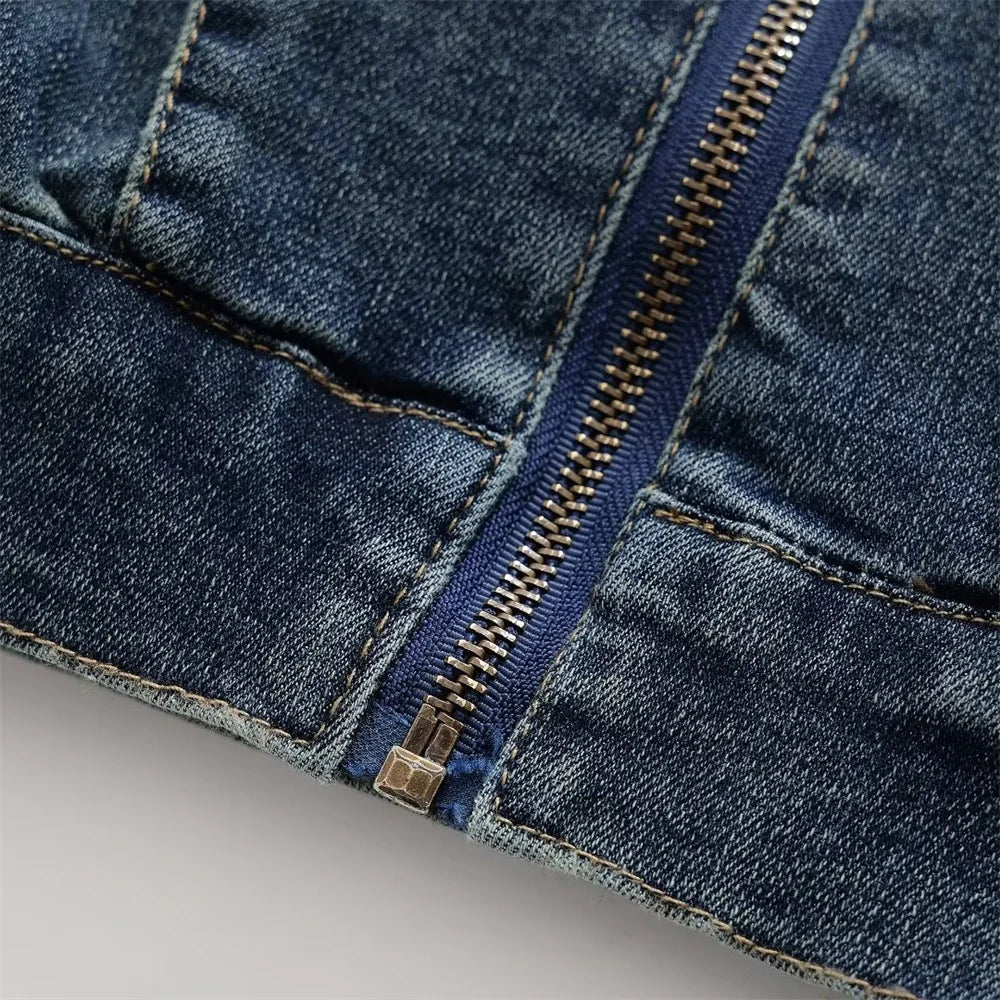 MQTIME - 2024 Summer New Product Women's Vintage Personalized Denim Tank Top with Hanging Neck Slim Fit Top