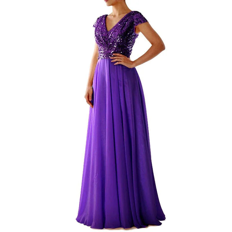nvxiot - Maternity Glitter Mesh Splicing Maxi Dress