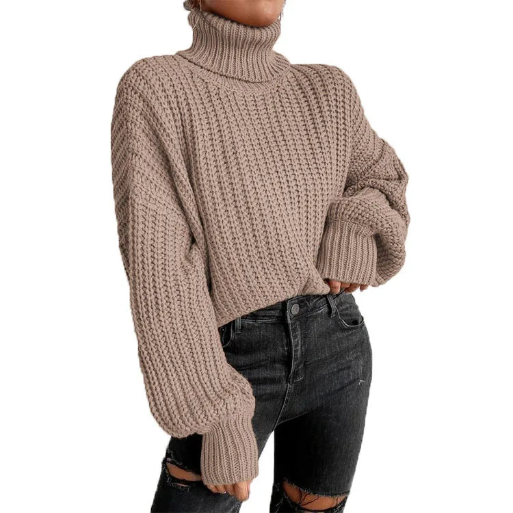 nvxiot Casual Turleneck Long Sleeve Top Loose Knitted Winter Sweater Women Black Pull Femme Pullover