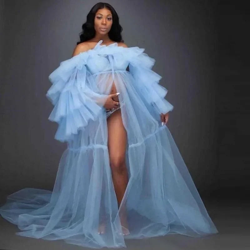 nvxiot - Tulle Maternity Robe / Tulle Maternity Dress / Pregancy Photography /Maternity Dress for Photoshoot / Maternity Photoshoot