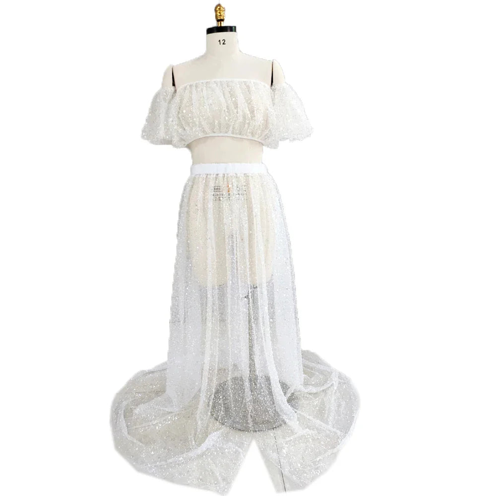 nvxiot - Women's Boho Dress Sequin Sheer Dress For The Maternity Session Maternity Photo Props Pregnancy Photography Babyshower Dress