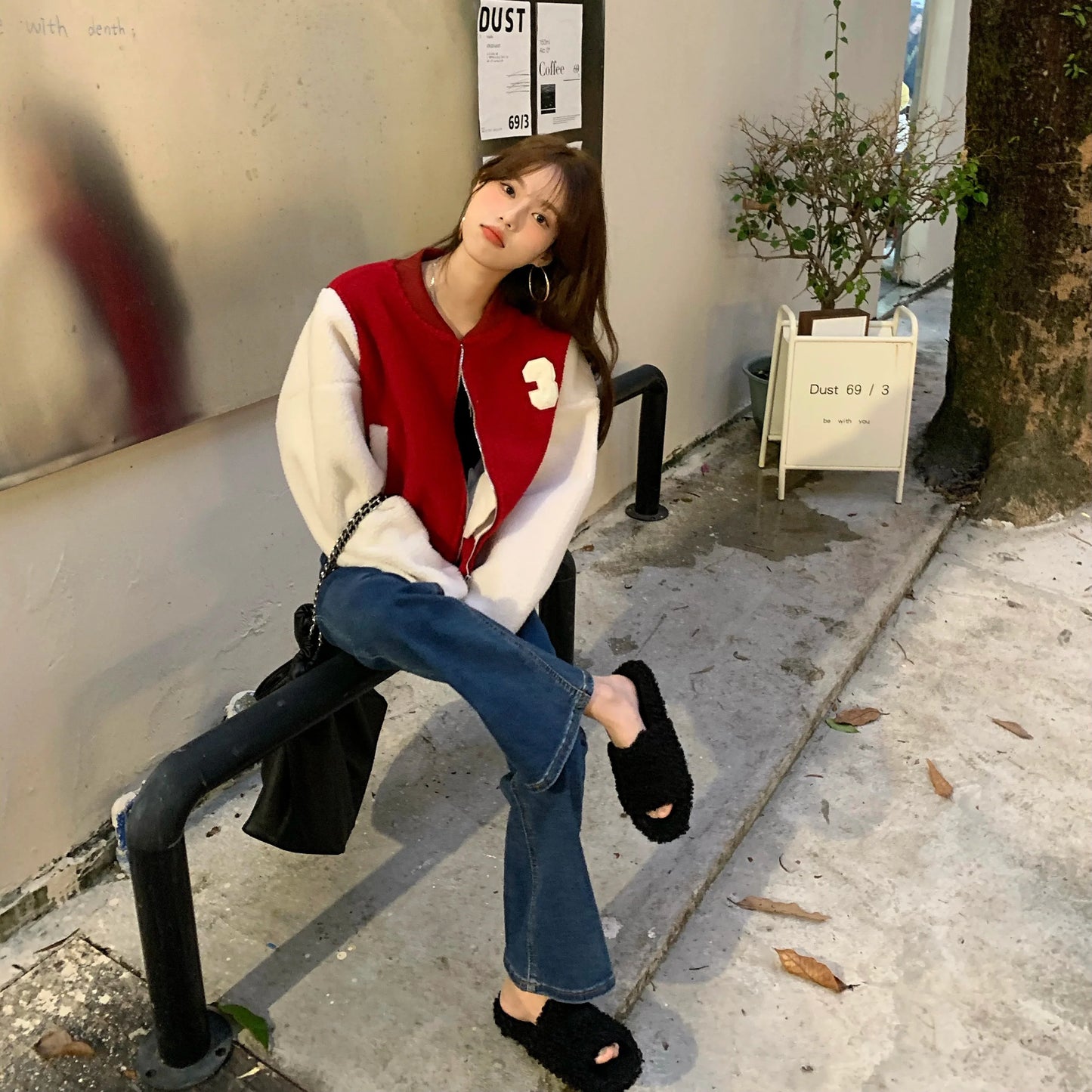 MQTIME - Autumn Winter New Baseball Jackets Fashion Stand Collar Long Sleeve Short Zipper Cardigan Coat Retro Contrast Color Outerwear