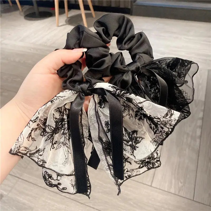 nvxiot Large Lace Bow Hair Clip Embroidered Bowknot Sweet Ribbon Hairpin Girl Headdress Top Clip Korea Hair Accessories