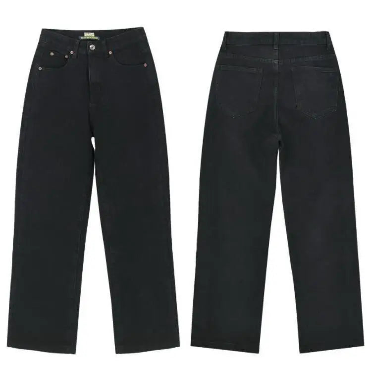 nvxiot High waist jeans woman korean fashion mom baggy jeans straight leg jeans black loose denim trousers streetwear