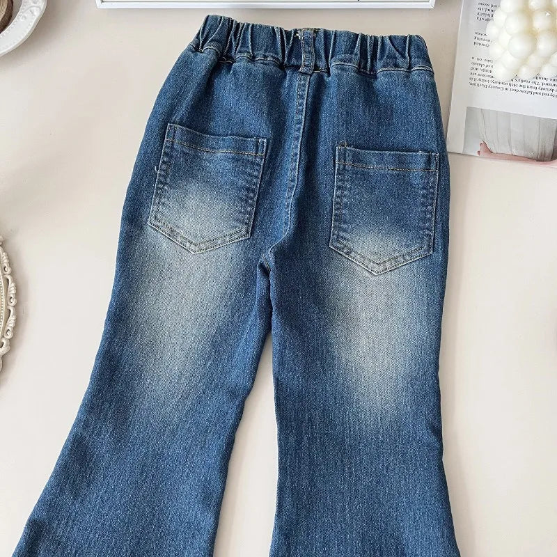 MQTIME - Kids Jeans Autumn Spring Girls Denim Pants Fall Princess Kids Baby Trousers 2 3 4 5 6 7Yrs