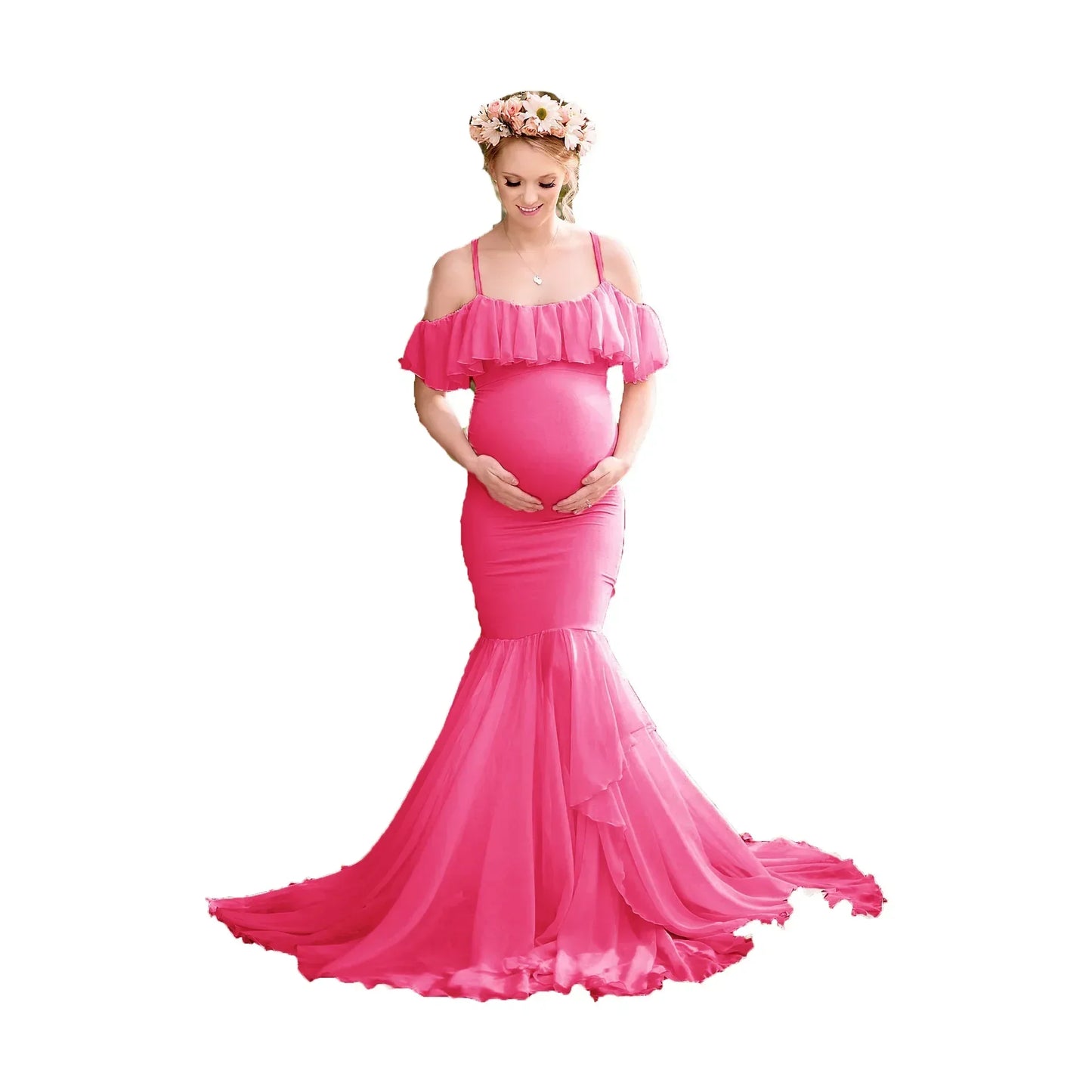 nvxiot - Mermaid Maternity Dresses For Photo Shoot Pregnant Women Pregnancy Dress Photography Props Sexy Off Shoulder Maxi Maternity Gown