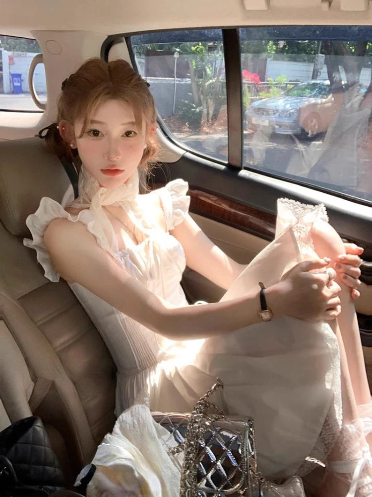 MQTIME - Pure Color Y2k Mini Dress Women Sleeveless Beach Style One Piece Dress Korean Fashion Even Party Dress Vintage Chic Outwear