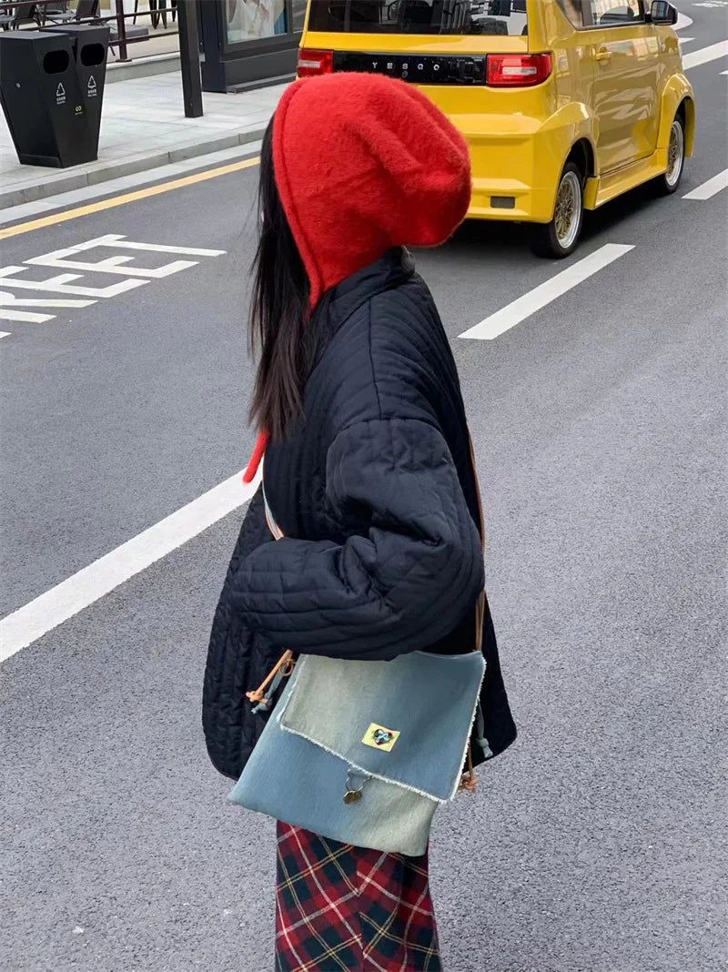 nvxiot - Denim Y2k Messenger Bags Women New High Steet Girls Casual Crossbody Bags Female Fairy Core Harajuku Bag Ladies