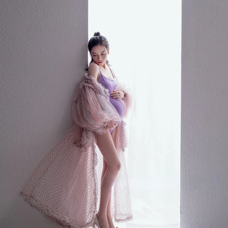 nvxiot - Sexy Maternity Gowns Dress Photography Bubble Sleeve Shawls Art Performance Party Tulle Women Maternity Dress for Photo Shoot