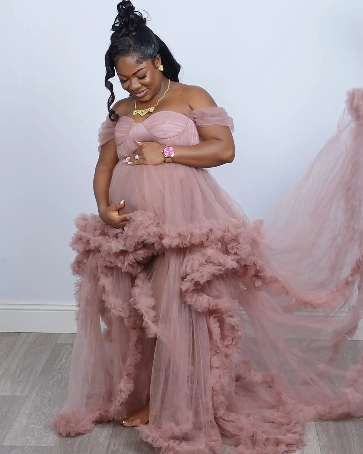 nvxiot - tulle robe photo dress Summer 3d Shoulderless Elegance Maternity Dress for Pregnant Women