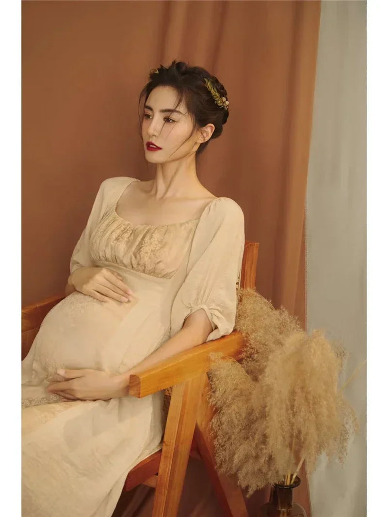 nvxiot - Women Photography Props Maternity Dresses Elegant Vintage Pregnancy Pregant Dress Studio Shoot Photoshoot Photo Clothes