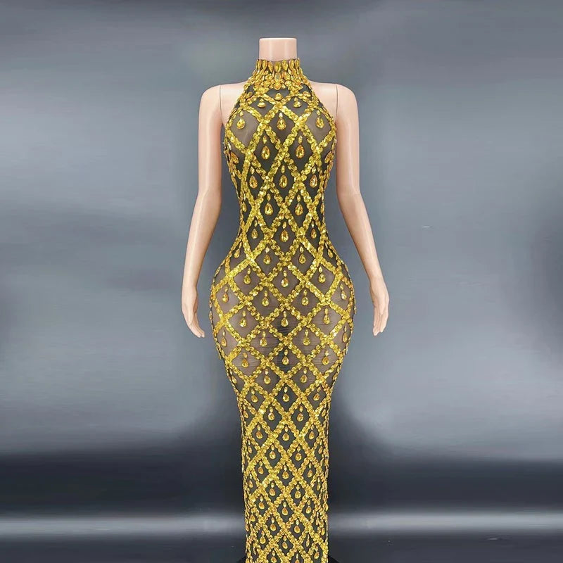 MQTIME - Embellished Maternity dress for pregnancy photoshoot Sexy sparkling Rhinestone Ladies evening sleeveless Dresses