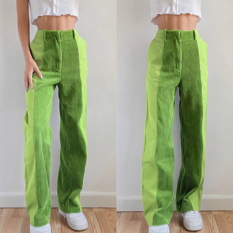 nvxiot Autumn winter new women's straight pants Plus Size high waist loose collocation color casual pants corduroy pants women trousers