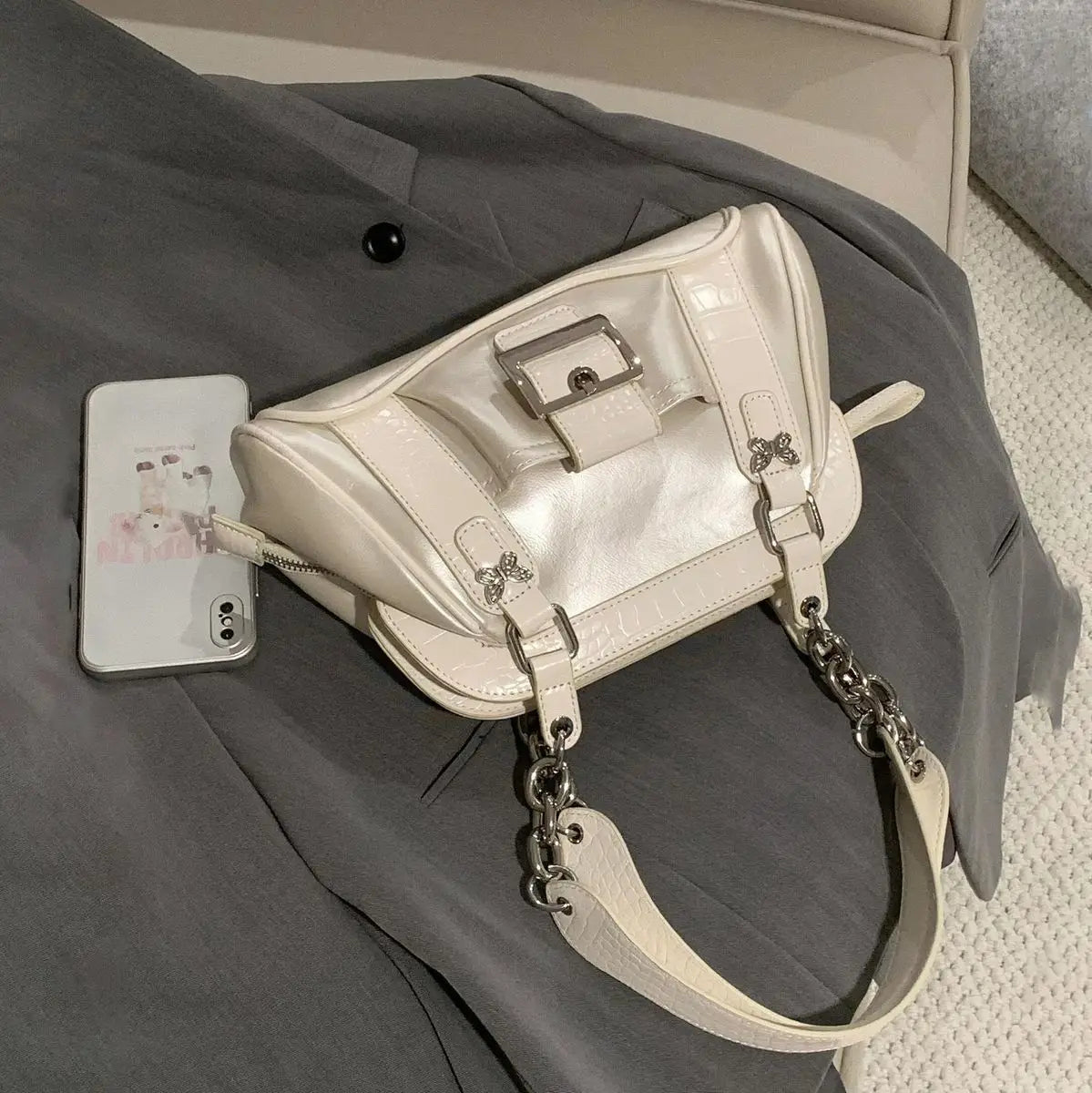 nvxiot - Hot Girls White Shoulder Bags Purse Women Retro Harajuku Handle Chic Y2k Bags Female Fairycore Aesthetic Handbag New