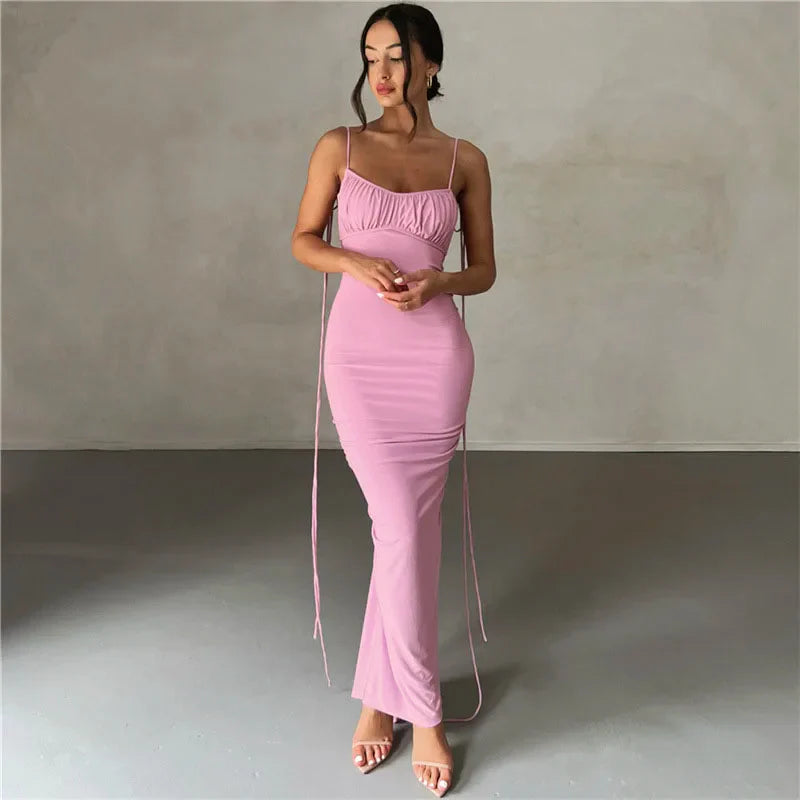 nvxiot - INS European and American style summer new women's clothing fashion suspender sexy backless slim bag buttocks temperament dress