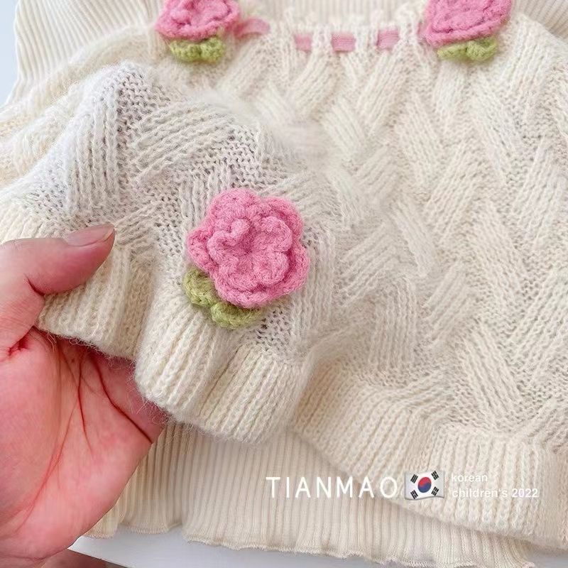 nvxiot Children Cute Tops Clothing Spring Autumn Girls Clothes Set New Fashion Korean Style knitting Vest Shirts Flare Pants Kids 3Pcs