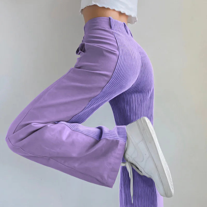nvxiot Autumn winter new women's straight pants Plus Size high waist loose collocation color casual pants corduroy pants women trousers