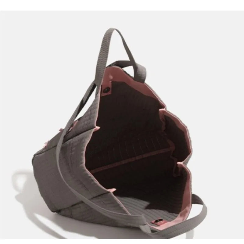 nvxiot - Large Capacity Grey Tote Bag Women Harajuku Bow Chic Canvas Handbag Messenger Bag Ladies Casual Crossbody Bags Aesthetic