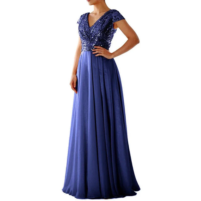 nvxiot - Maternity Glitter Mesh Splicing Maxi Dress
