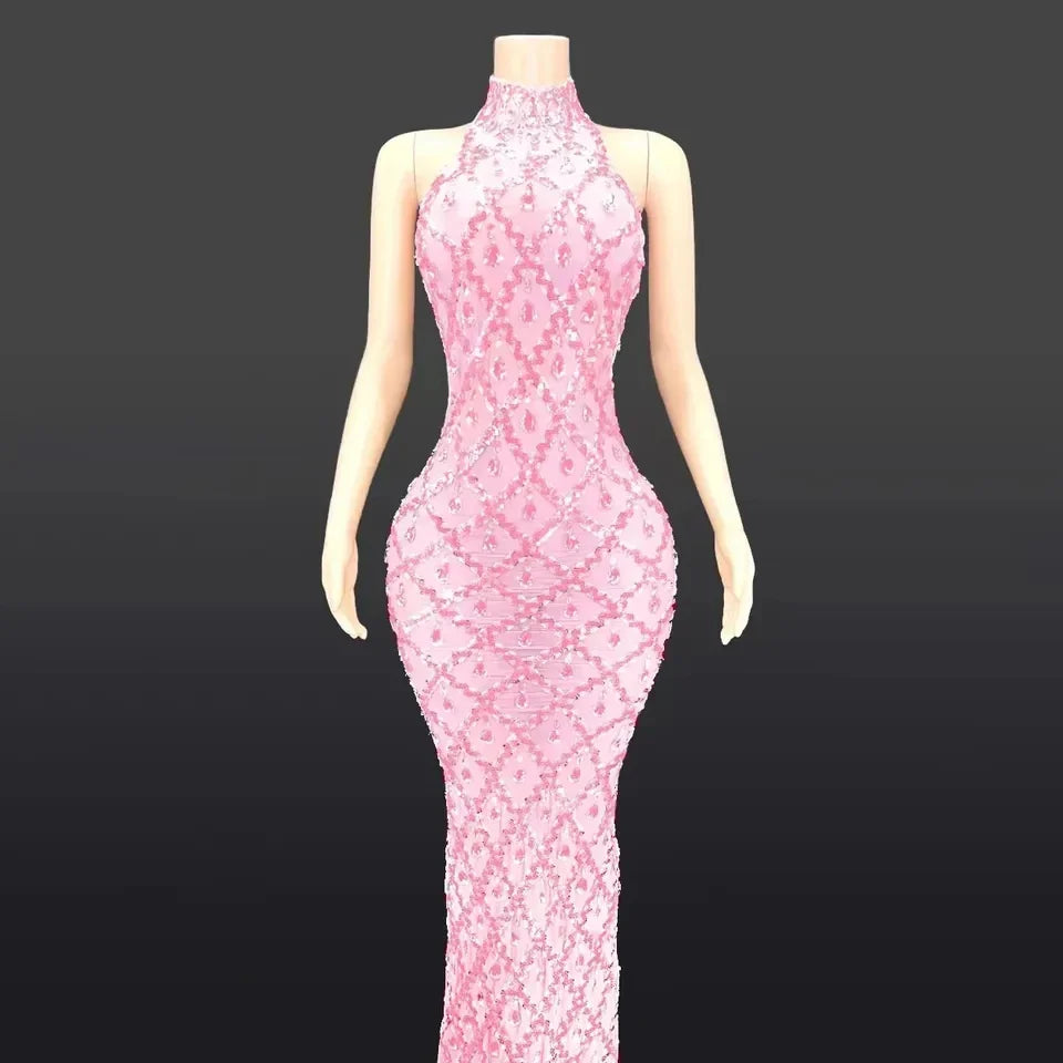 MQTIME - Embellished Maternity dress for pregnancy photoshoot Sexy sparkling Rhinestone Ladies evening sleeveless Dresses