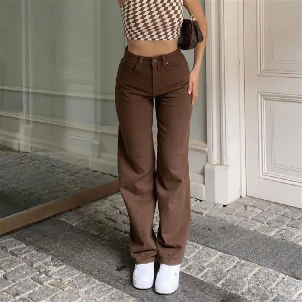 nvxiot High waist jeans woman korean fashion mom baggy jeans straight leg jeans black loose denim trousers streetwear