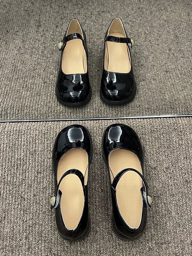 MQTIME - Round Toe Medium Heel Sandals Office Lady Summer Non-slip Casual Comfort Shoes Woman Hollow Pure Color Fashion Shoes Chic
