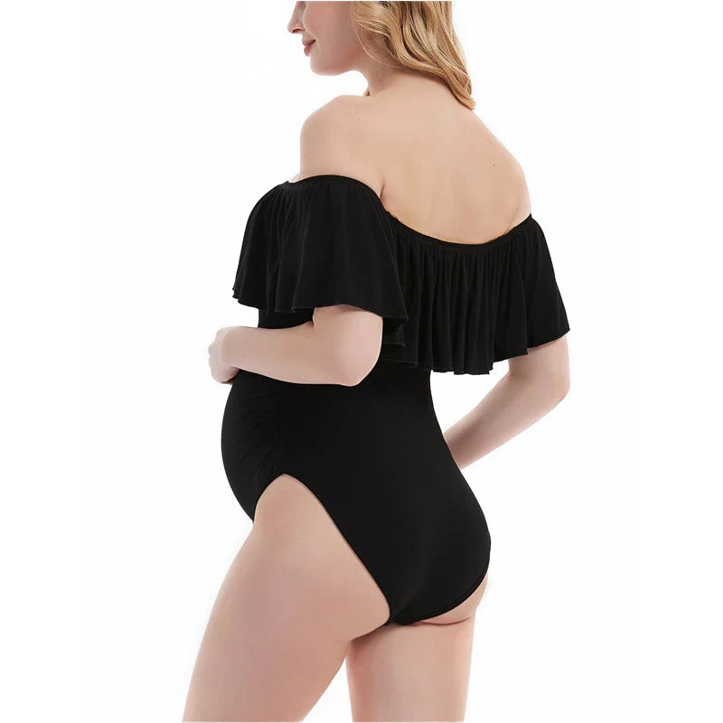 nvxiot - Maternity Photography Bodysuit Off Shoulder Ruffles Summer Pregnancy Pictures Photo Shoot Props Women Clothes