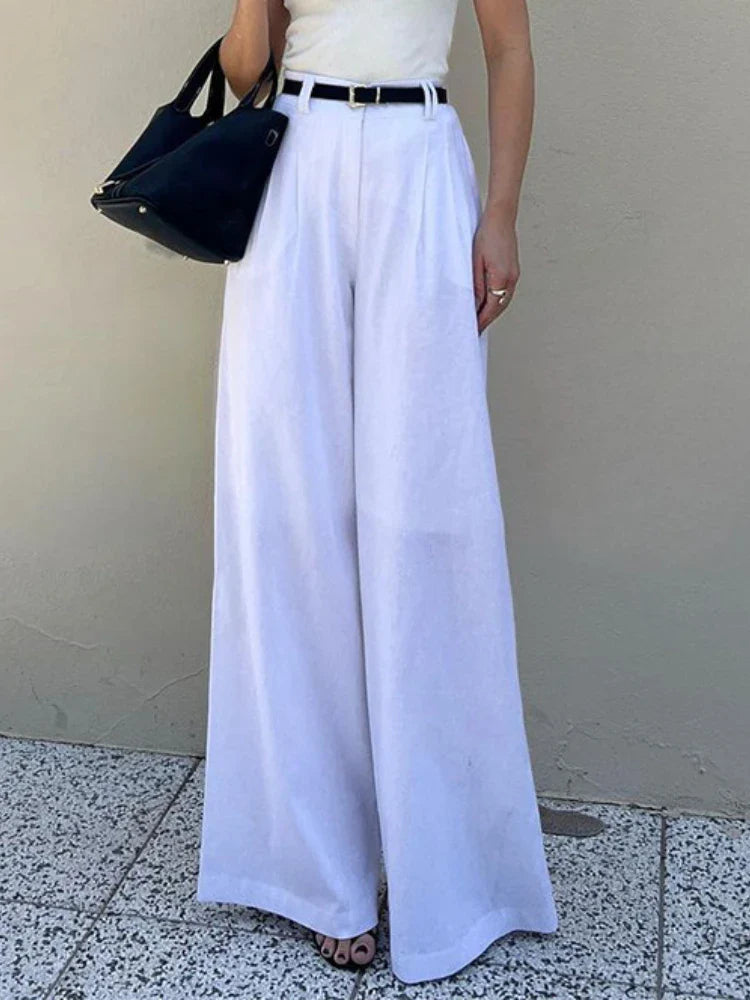 nvxiot - New Fashion Streetwear Women Pants Spring Autumn Women Elegant Solid Color Pants Female Straight Casual Wide Leg Trousers