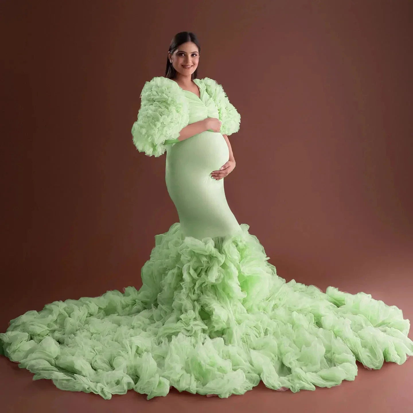 nvxiot - Mermaid Maternity Robe Photo Shoot Dress Baby Shower Women Dresses Maternity Gowns for Babyshower