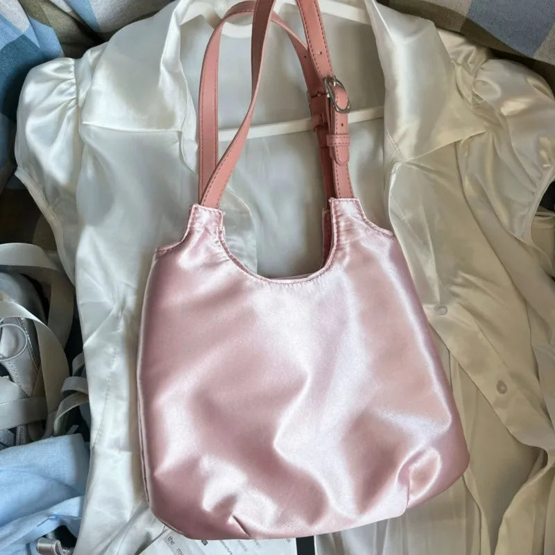 MQTIME - Sweet Cool Pink Handbag Women Retro Hot Girls Satin Chic Soft Y2k Bags Ladies Vintage Dog Cute Underarm Bag Aesthetic