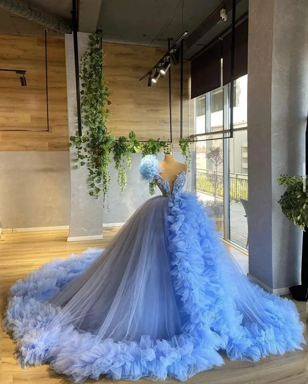 nvxiot - Ruffles Women Tulle Formal Party Gowns V Neck Long Evening Dresses 2024 Puffy Ball Gown Maternity Photo Dress