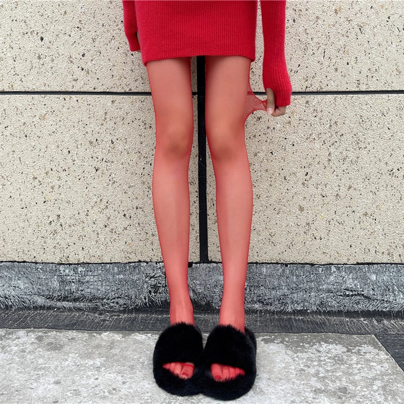 nvxiot - Fall Outfits 2024 New Tights Women Stockings Slim See-Through Lingerie Lace Leggings Winter Women's Pantyhose Red Bodys Sexy Mujer Bottom