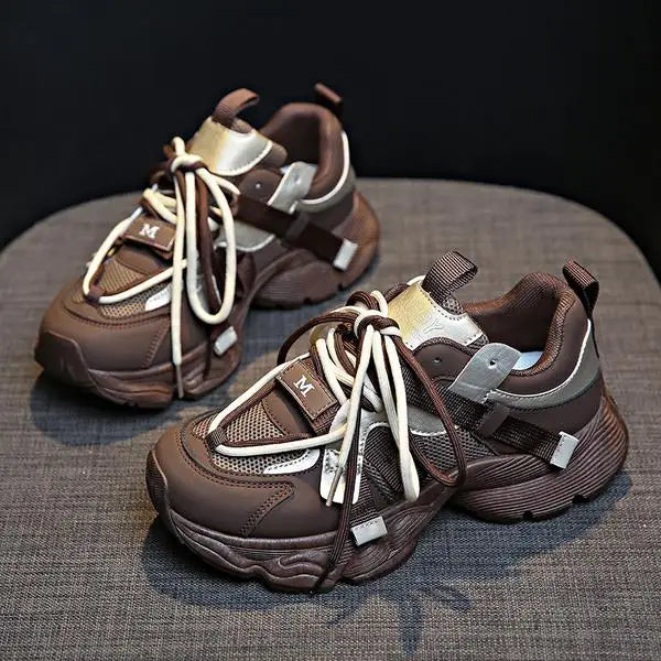nvxiot Women's Shoes Casual Shoes Spring Sneakers Mesh Tennis Female Platform Woman-shoes Breathable Trainers Thick Sole Roses