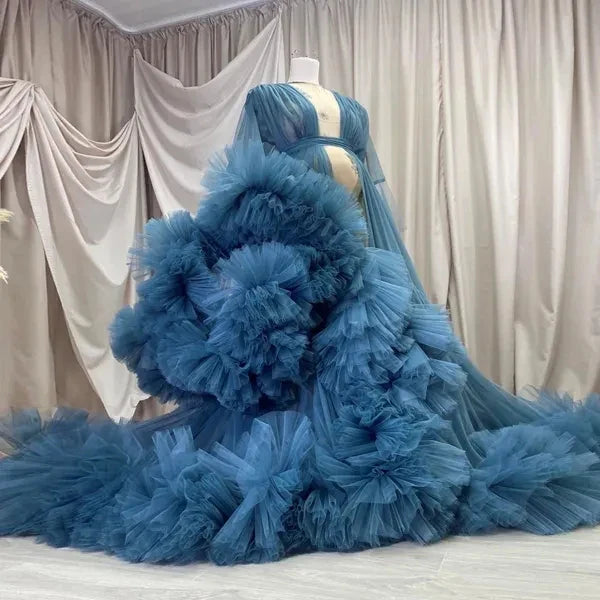 nvxiot - Real Image Floral Ruffled Bridal Maternity Dress Sexy Slit Elastic Maternity Dresses Photoshoot Baby Shower Baby Shower