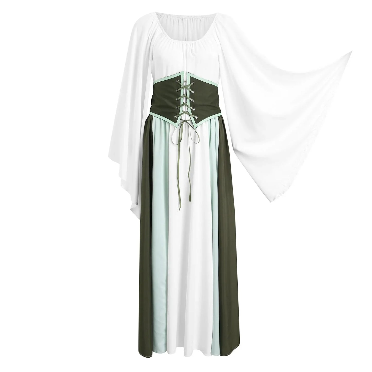 MQTIME - Vintage Medieval Party Dresses Gothic Cosplay Costume Palace Noble Robe Retro Ball Gown Victorian Flared Sleeve Princess Dresses
